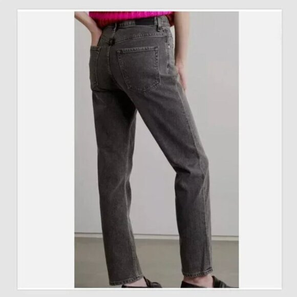 Goldsign High Rise Button Fly Jeans Size 26 Charcoal Straight Leg Anthropologie - Picture 2 of 11